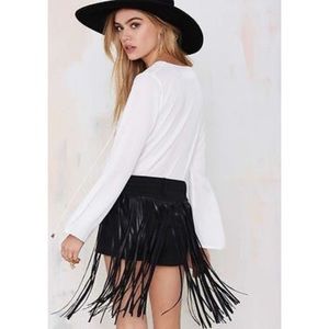 Blank NYC Whip It Fringe Shorts